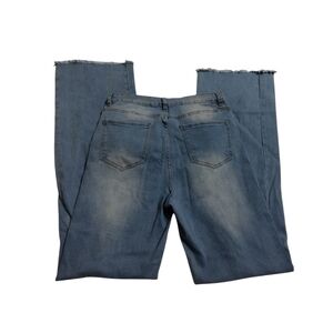 EUC Shein faded light blue frayed stretch jeans Size 8-10